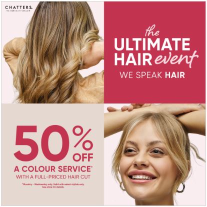 Chatters – Enjoy 50% off a colour service with a full-price haircut icon